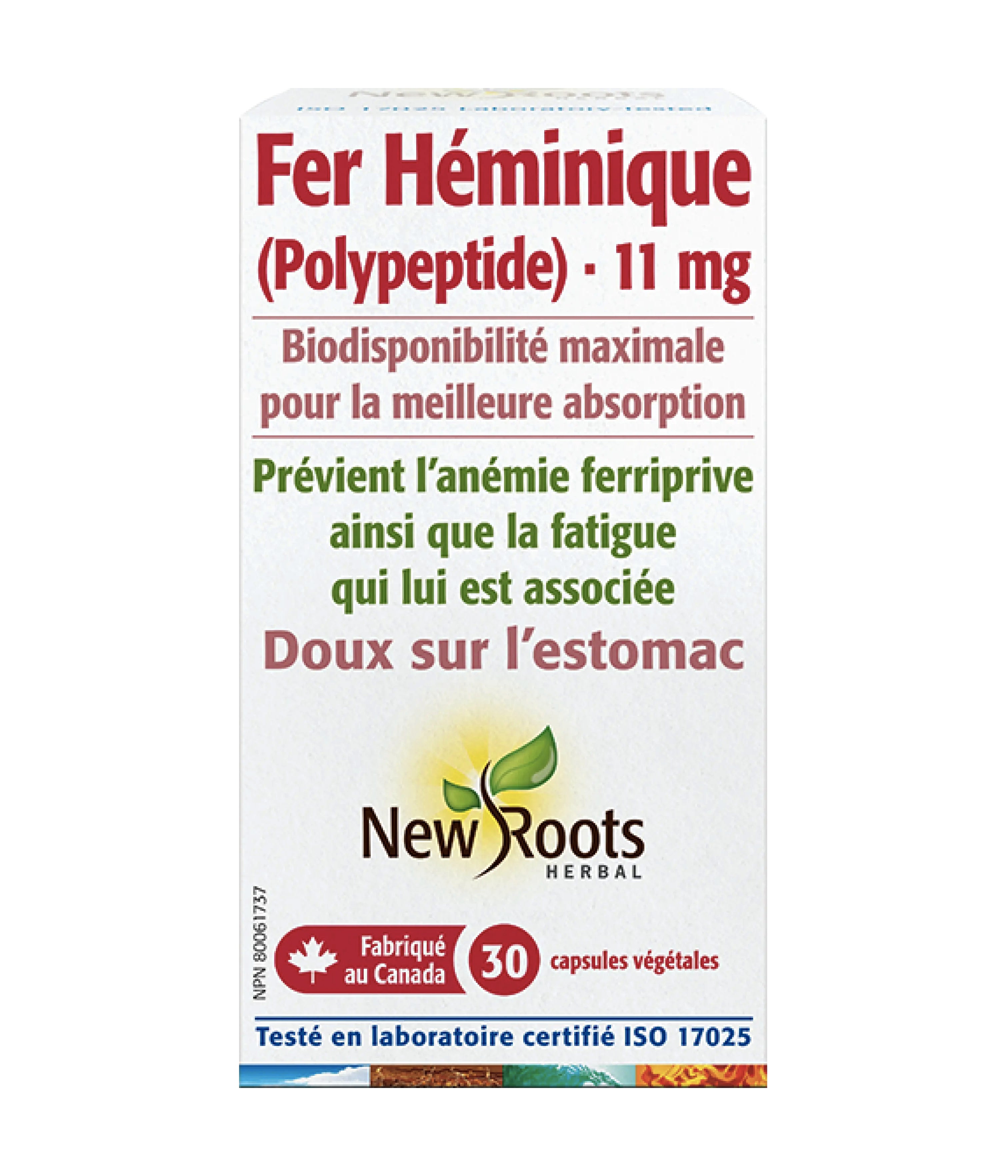 Fer Héménique - Prévient anémie ferriprive - New Roots - 30 capsules
